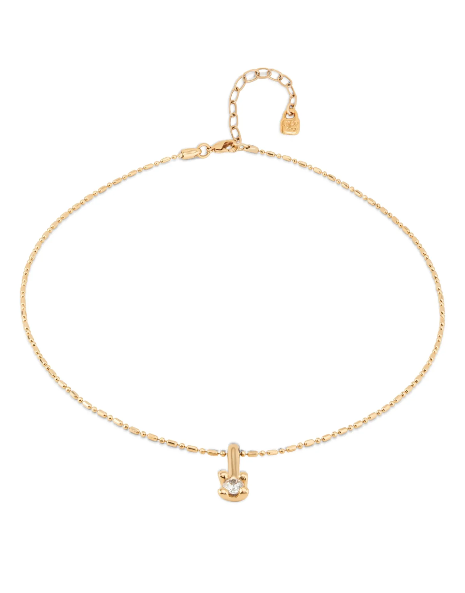 Short chain necklace with white cubic zirconia