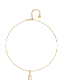 Short chain necklace with white cubic zirconia