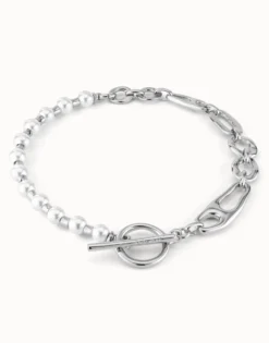 Short link chain necklace with pearls