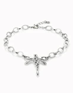 Short link chain necklace with dragonfly