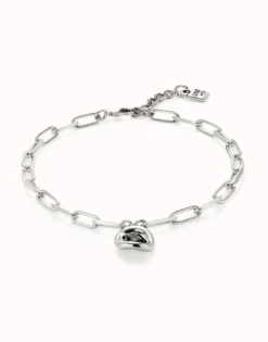 Short link chain pendant necklace grey crystal
