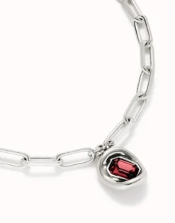Short link chain pendant necklace red crystal