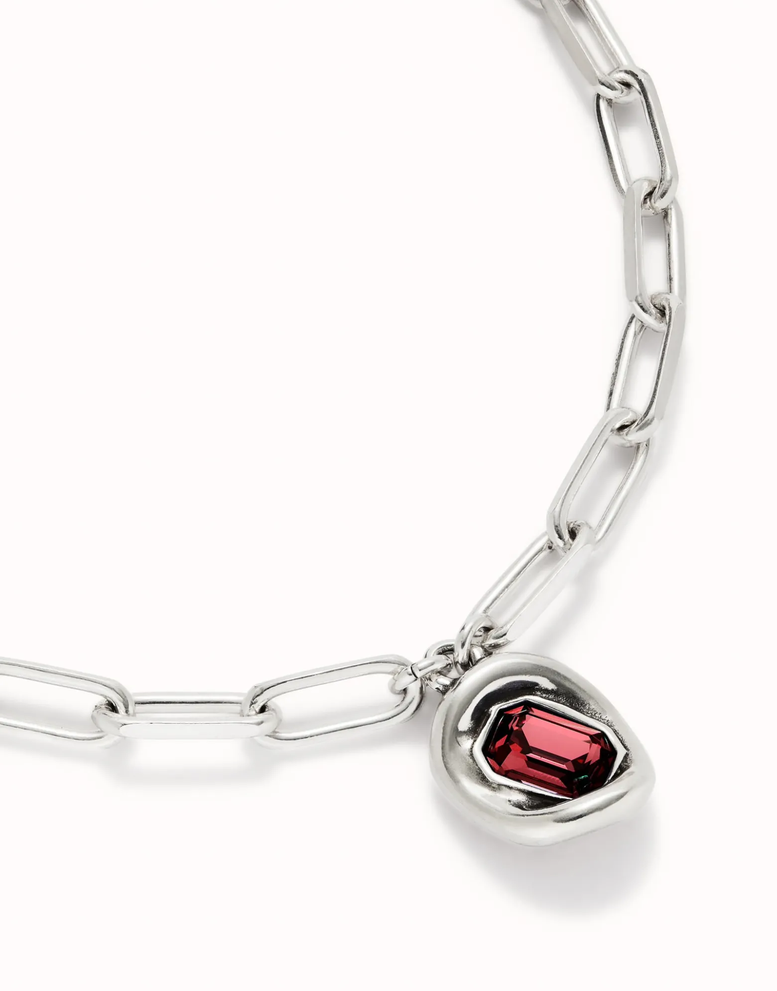 Short link chain pendant necklace red crystal