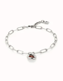 Short link chain pendant necklace red crystal