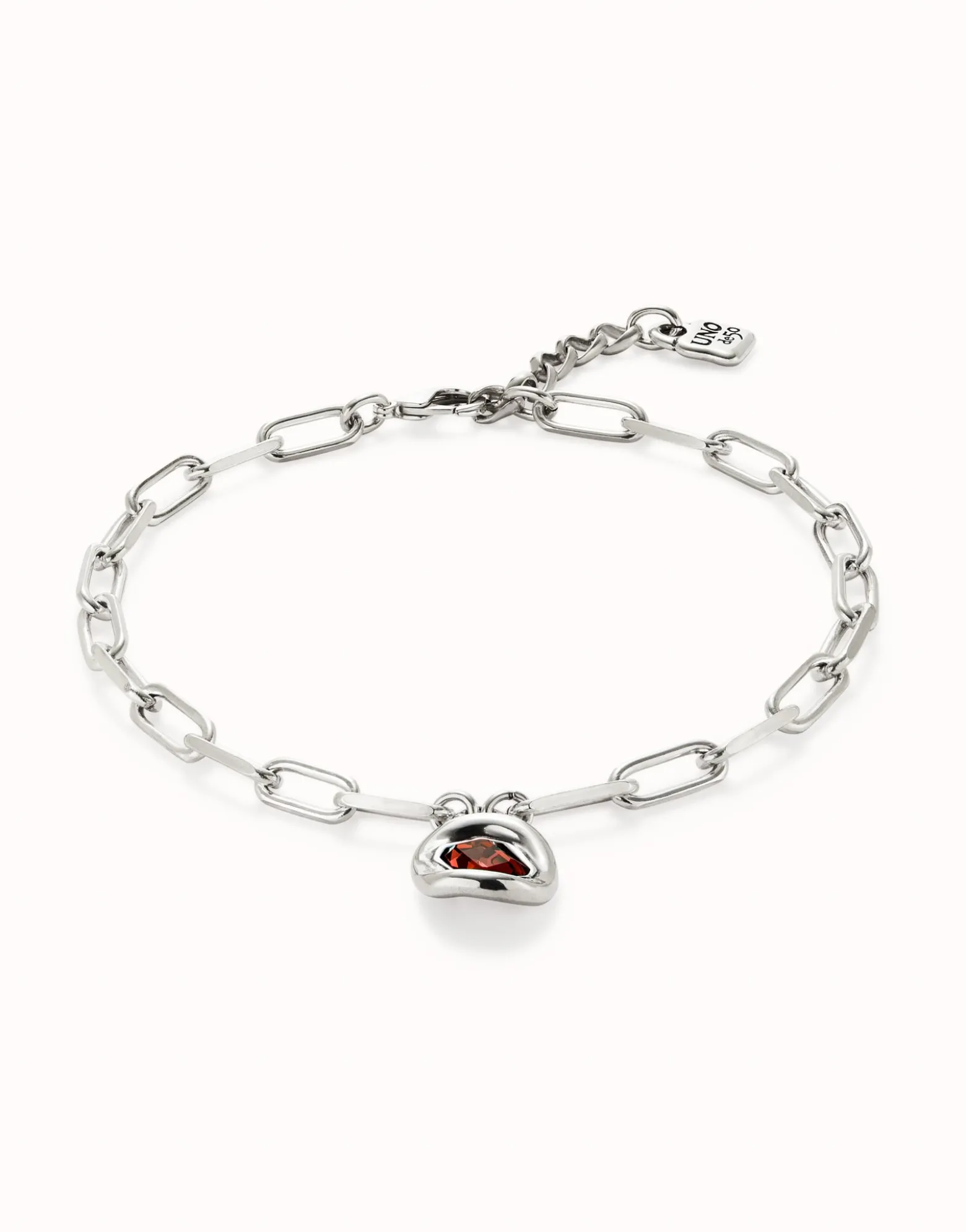 Short link chain pendant necklace red crystal