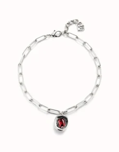 Short link chain pendant necklace red crystal