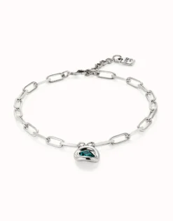 Short link chain pendant necklace green crystal