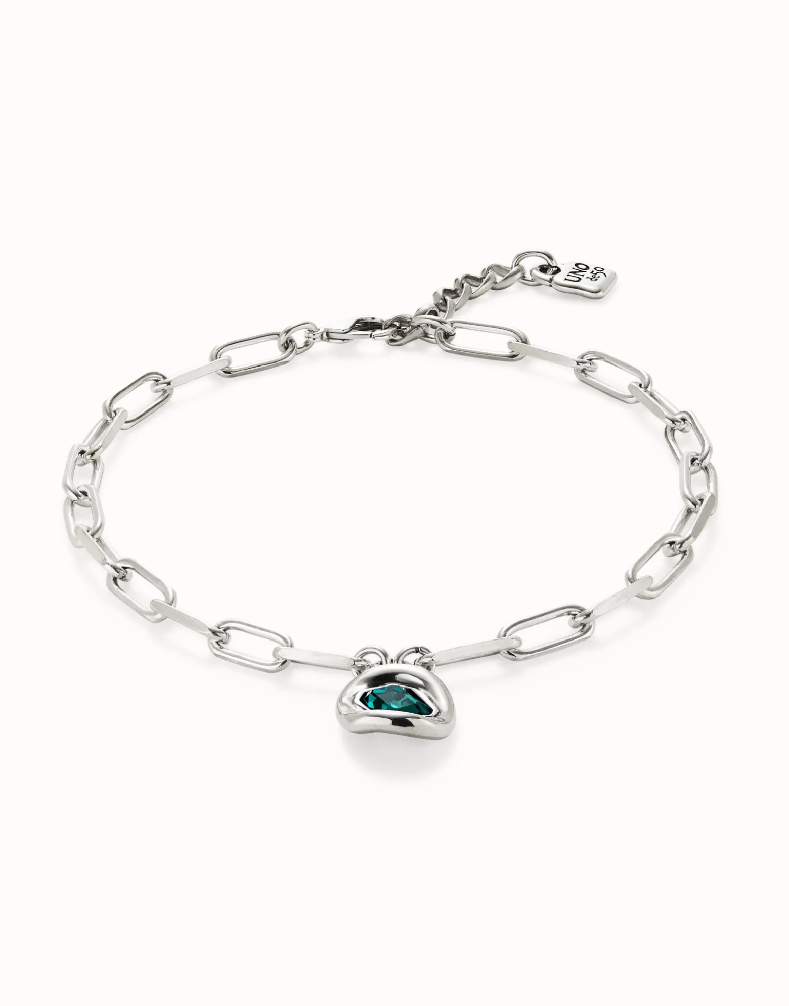 Short link chain pendant necklace green crystal