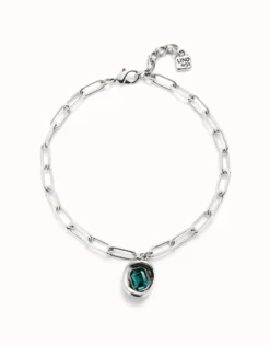 Short link chain pendant necklace green crystal