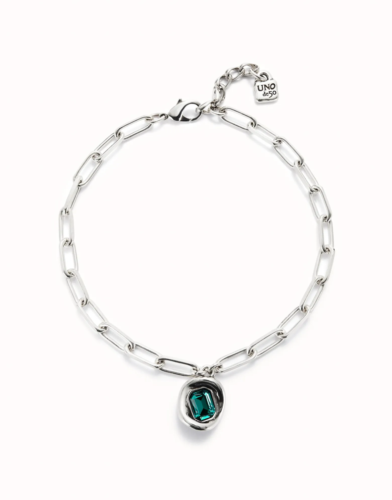 Short link chain pendant necklace green crystal