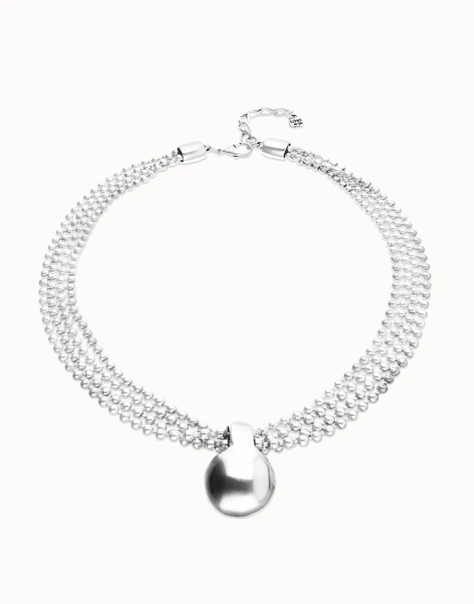 Short necklace with silver threads and large sphere