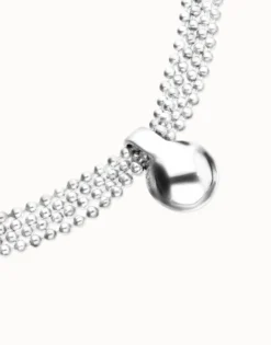 Short necklace with silver threads and large sphere