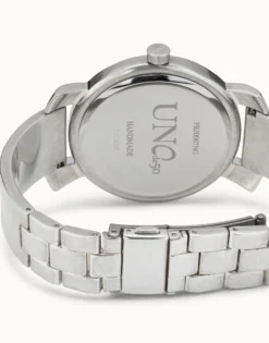 Silver plated watch with black dial