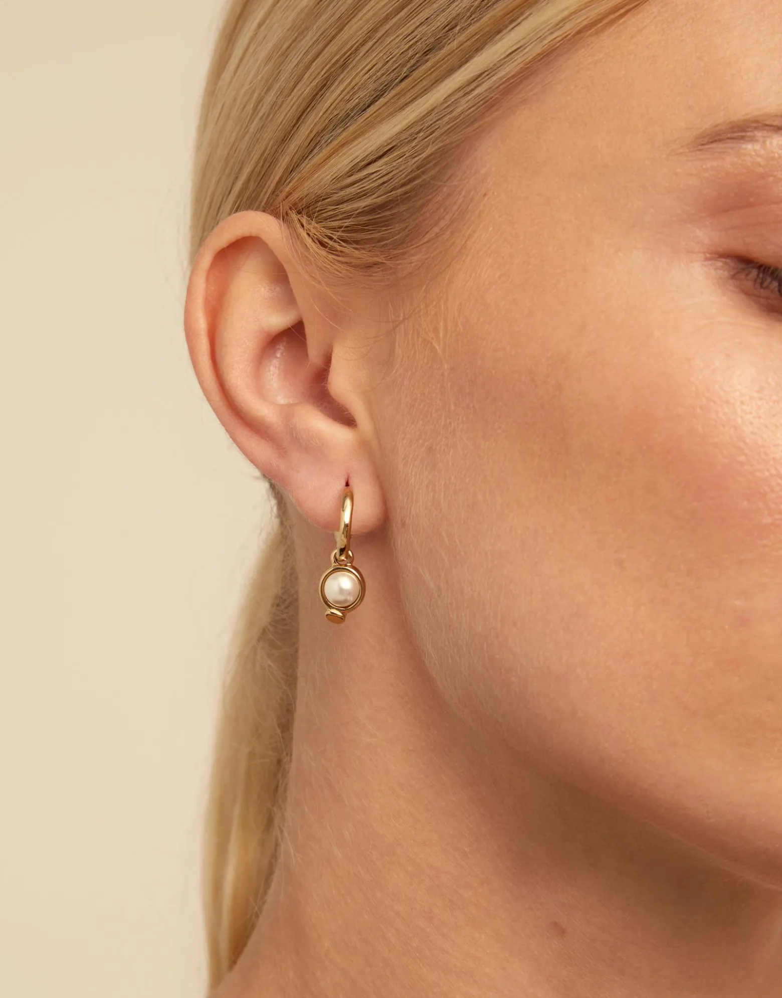 Single Hoop Charm With A Pearl