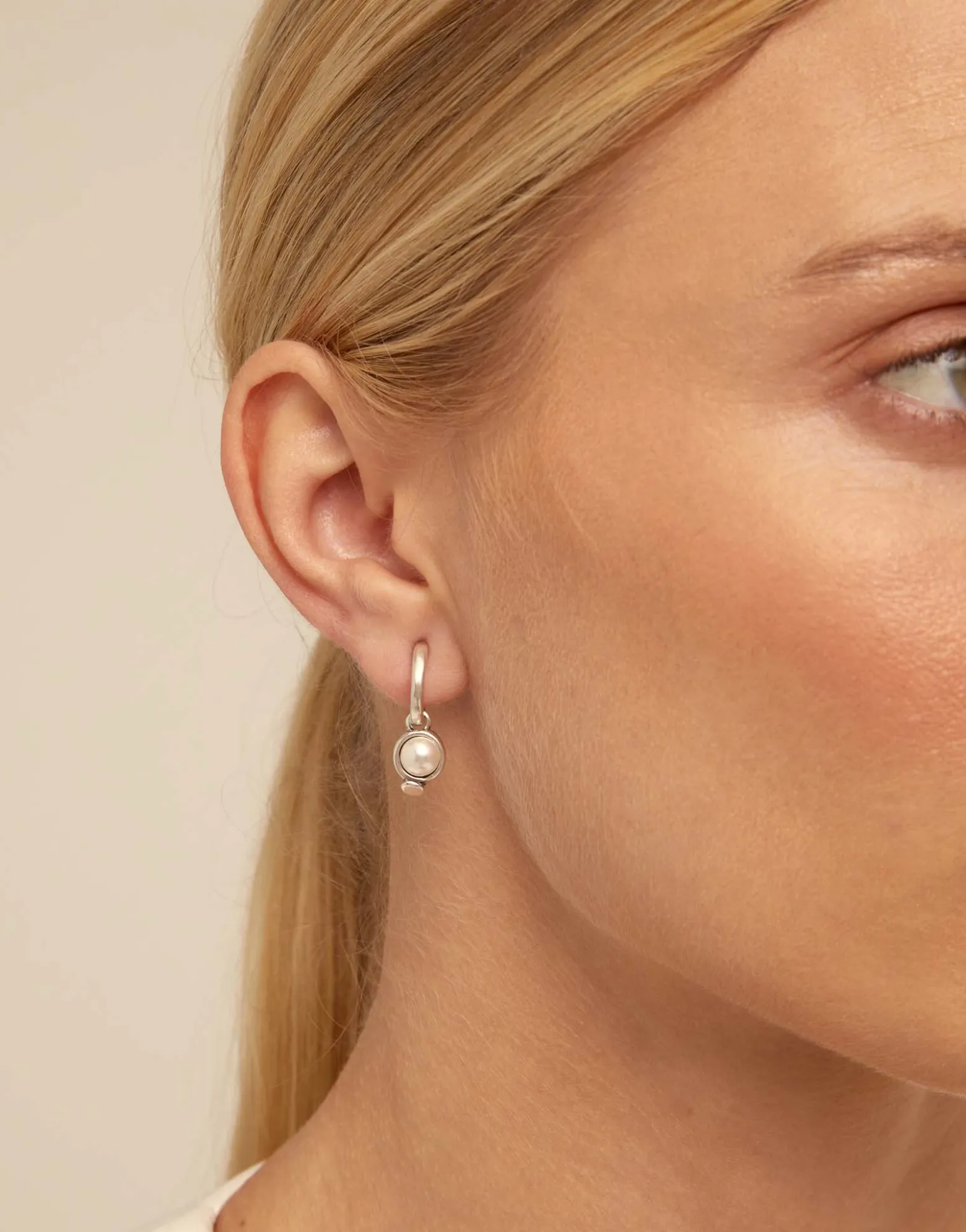 Single Hoop Charm With A Pearl