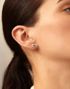 Sterling silver-plated earrings with crystal