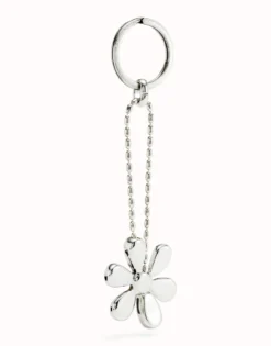 Sterling silver-plated flower key-ring