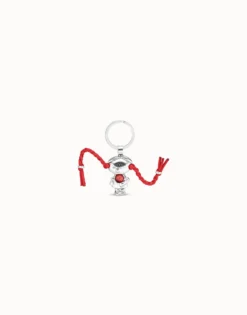 Sterling silver-plated girl and braids key-ring