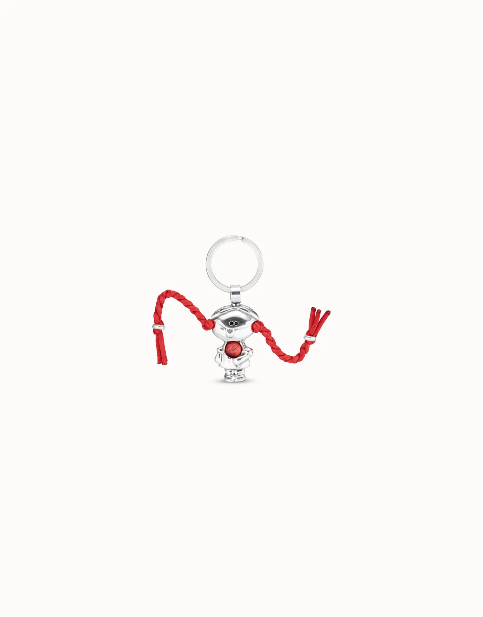 Sterling silver-plated girl and braids key-ring