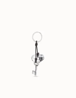 Sterling silver-plated heart key-ring