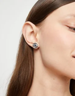 Stud earrings with blue crystal