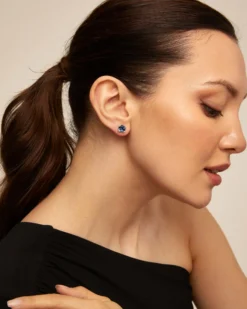Stud earrings with blue crystal