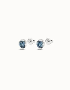 Stud earrings with blue crystal