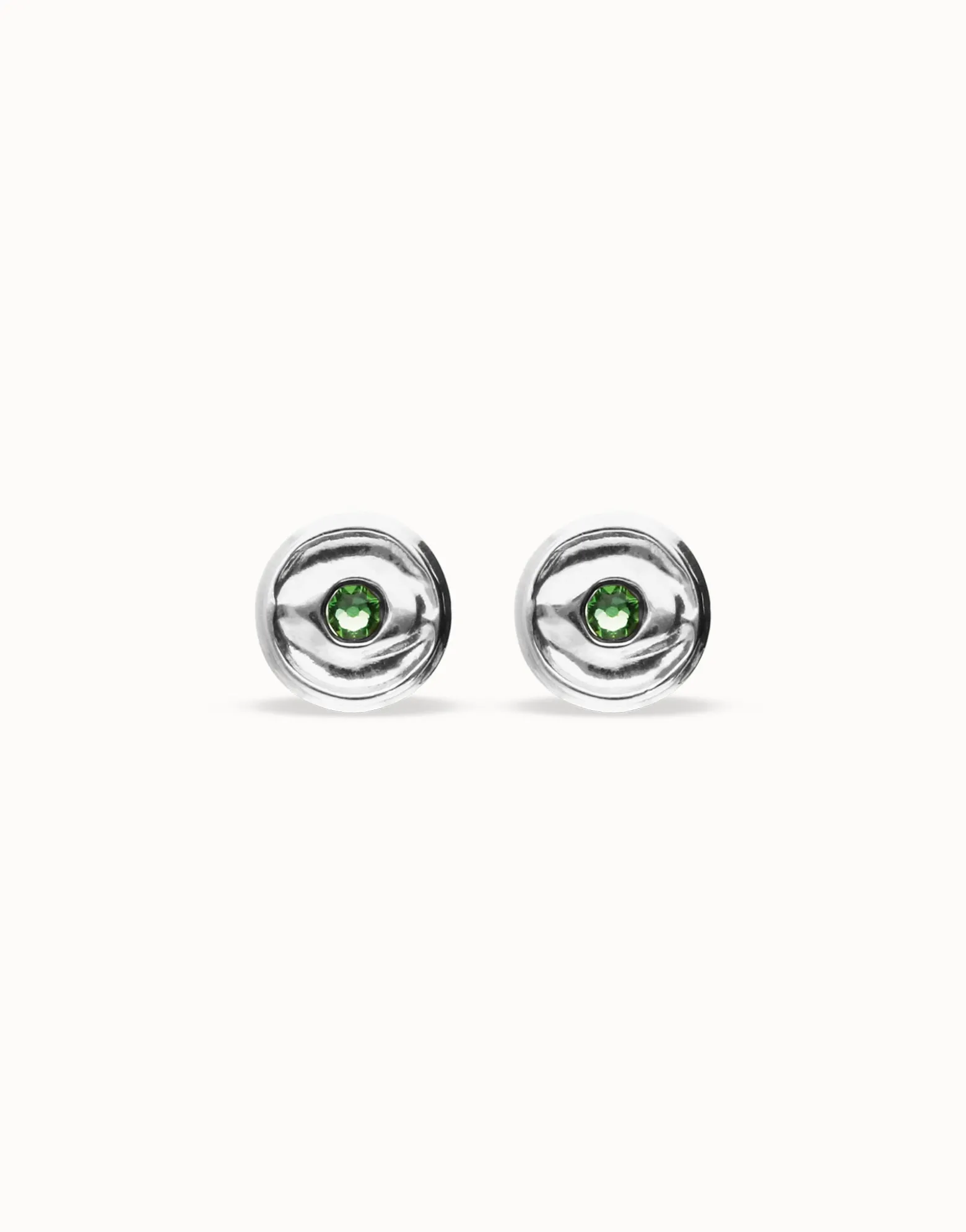 Stud earrings with green faceted crystal