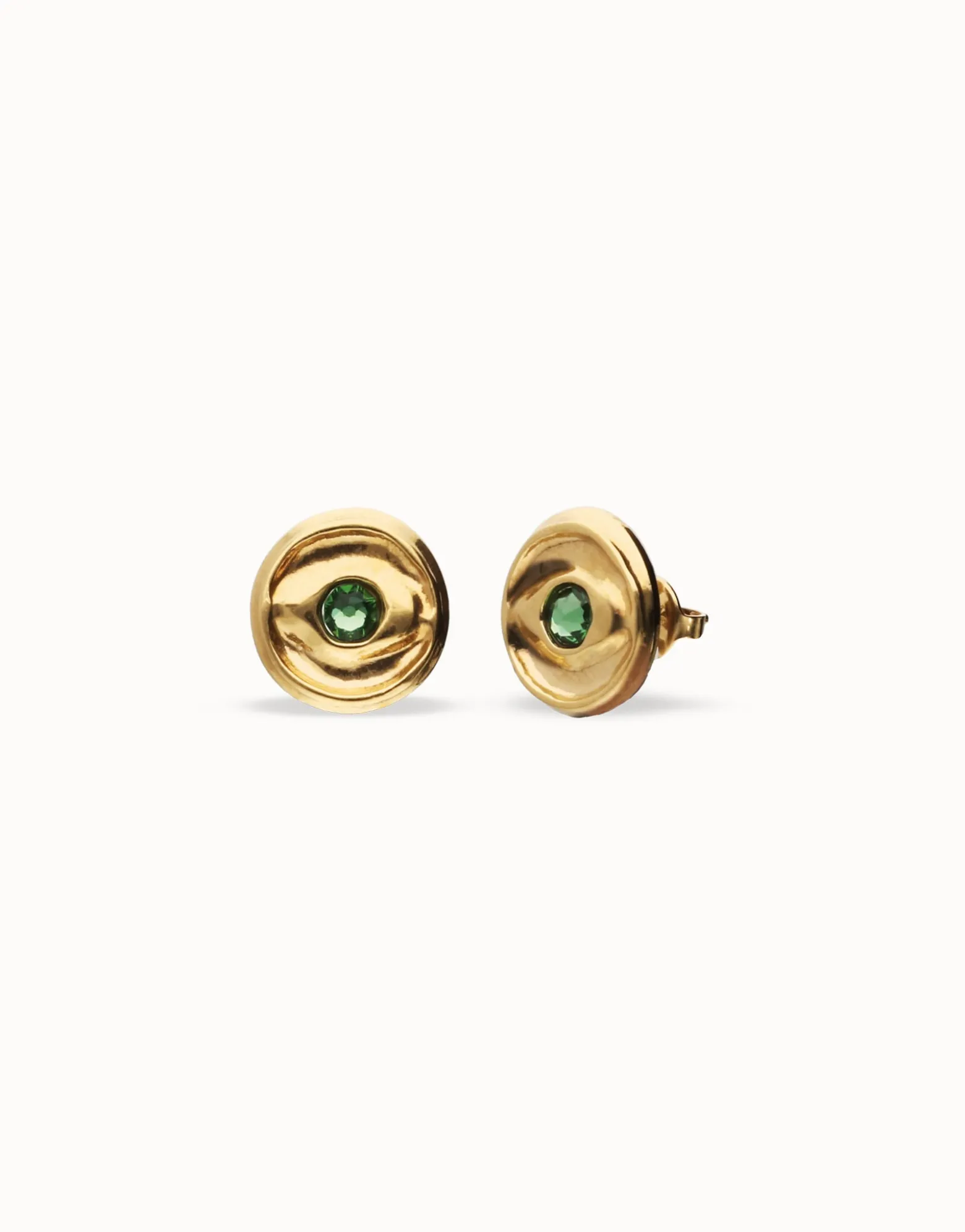 Stud earrings with verde crystal