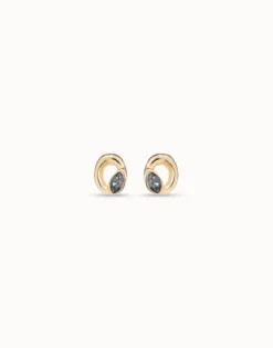 Stud oval earrings with light grey crystal