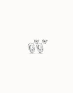 Stud oval earrings with light grey crystal