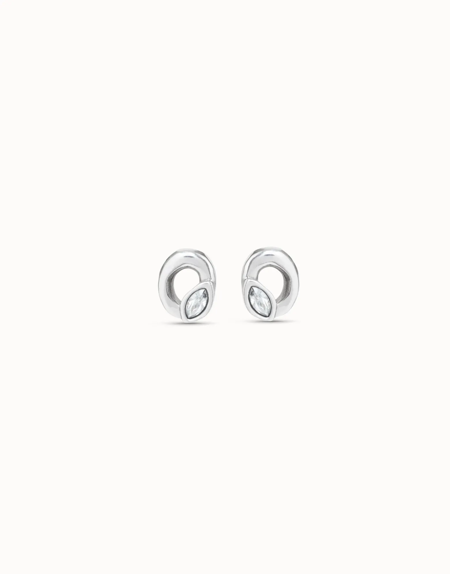 Stud oval earrings with light grey crystal