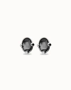 Studs with black oval faceted crystals