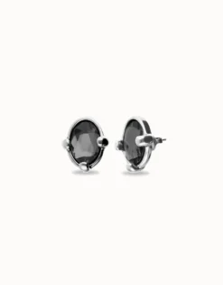 Studs with black oval faceted crystals