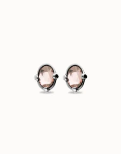 Studs with pink oval faceted crystal