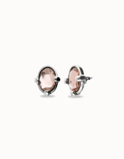 Studs with pink oval faceted crystal