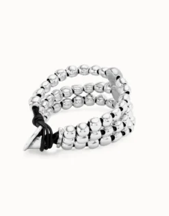 Three strand beaded leather bracelet