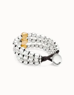 Three strand beaded leather bracelet