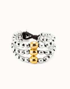 Three strand beaded leather bracelet