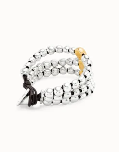 Three strand beaded leather bracelet