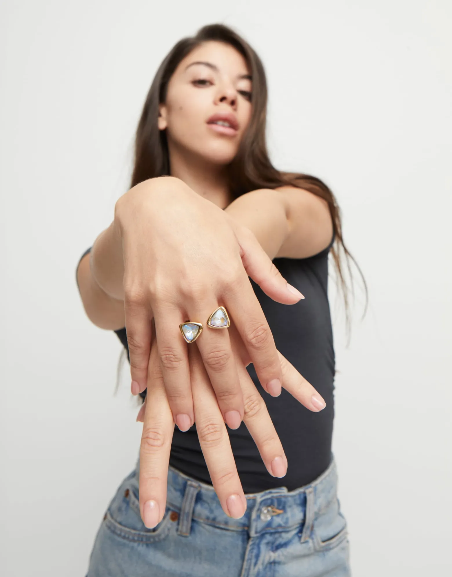 Triangular ring with two crystals