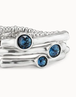 Triple beaded bracelet with blue crystals