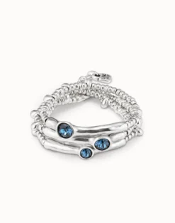 Triple beaded bracelet with blue crystals