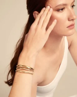 Triple curved bangle bracelet