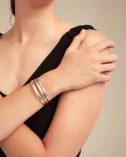 Triple curved handcrafted bangle bracelet