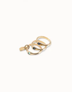 Triple ring with blue crystals