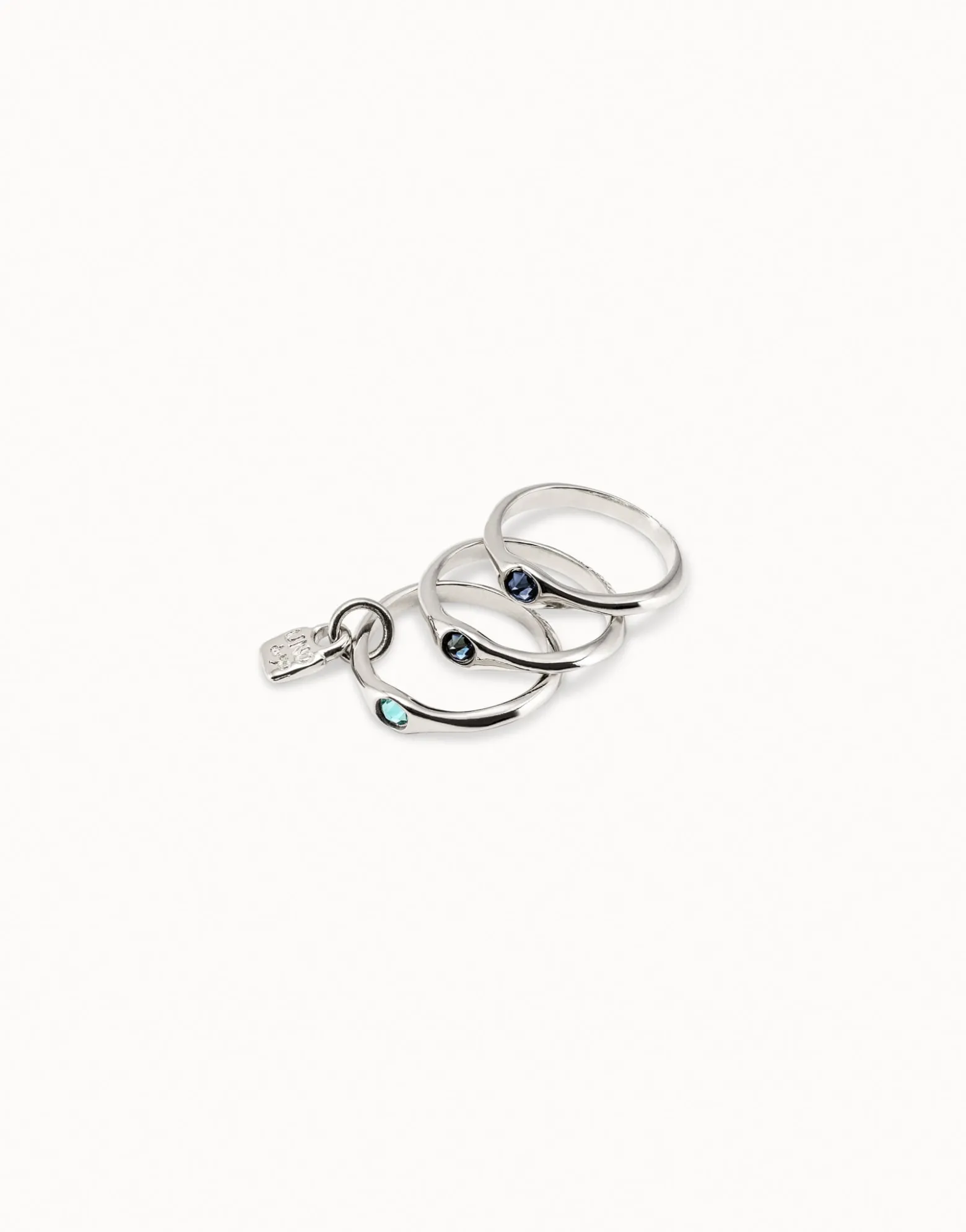 Triple ring with blue crystals