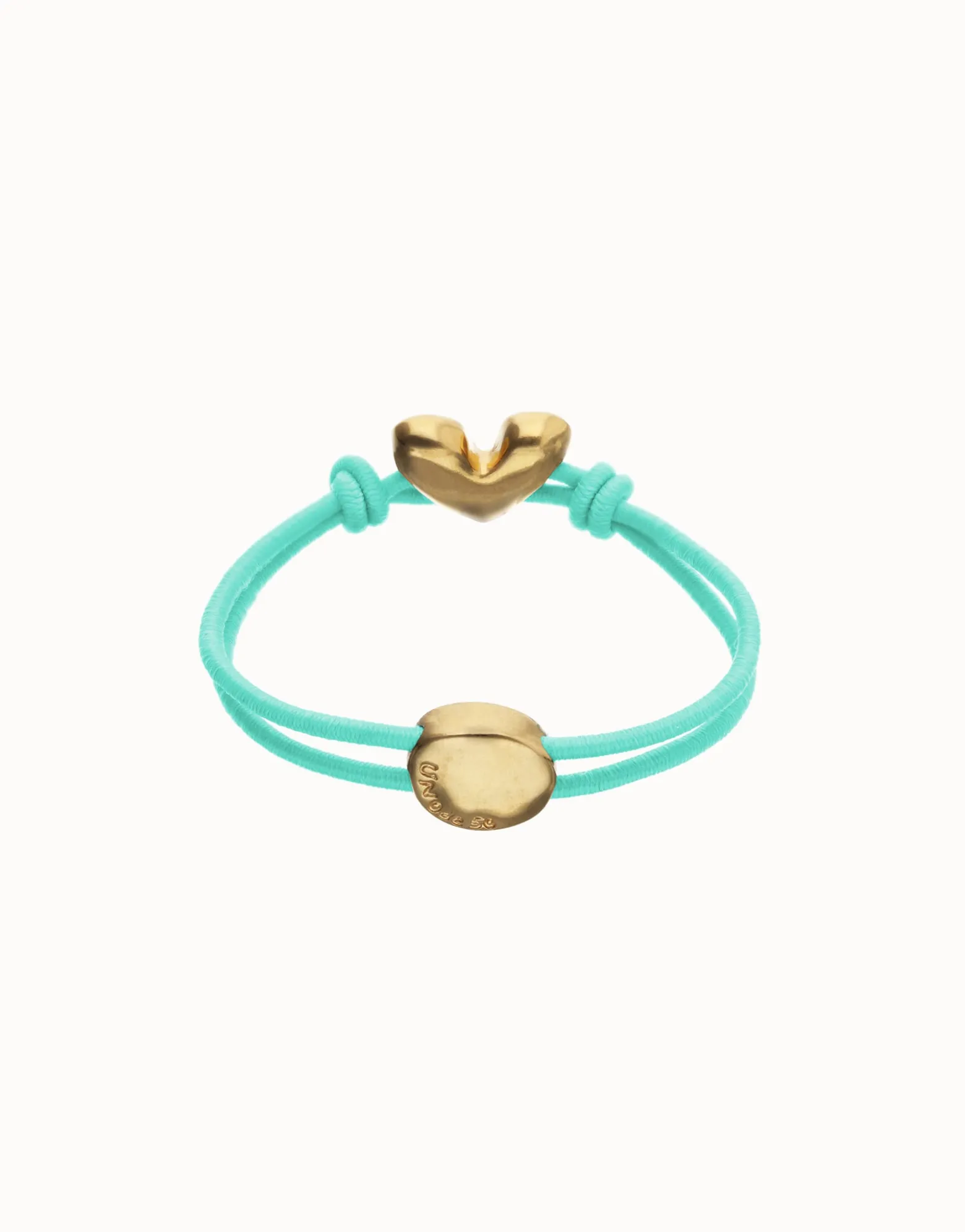 Turquoise elastic thread bracelet with heart charm