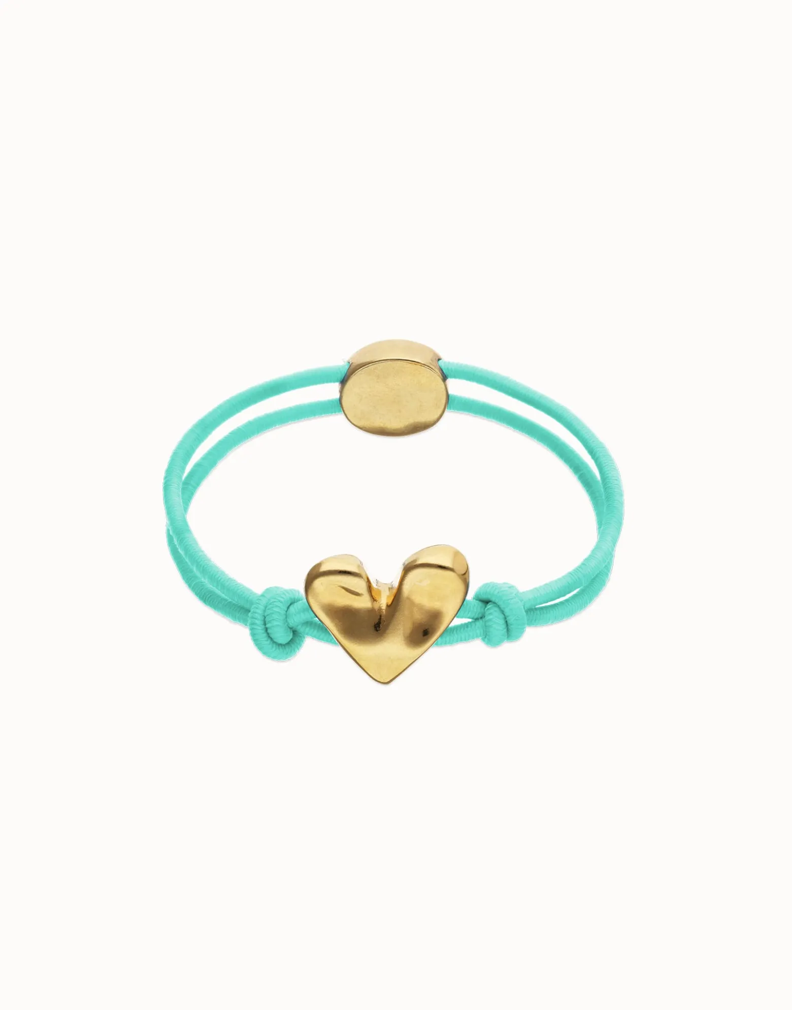 Turquoise elastic thread bracelet with heart charm