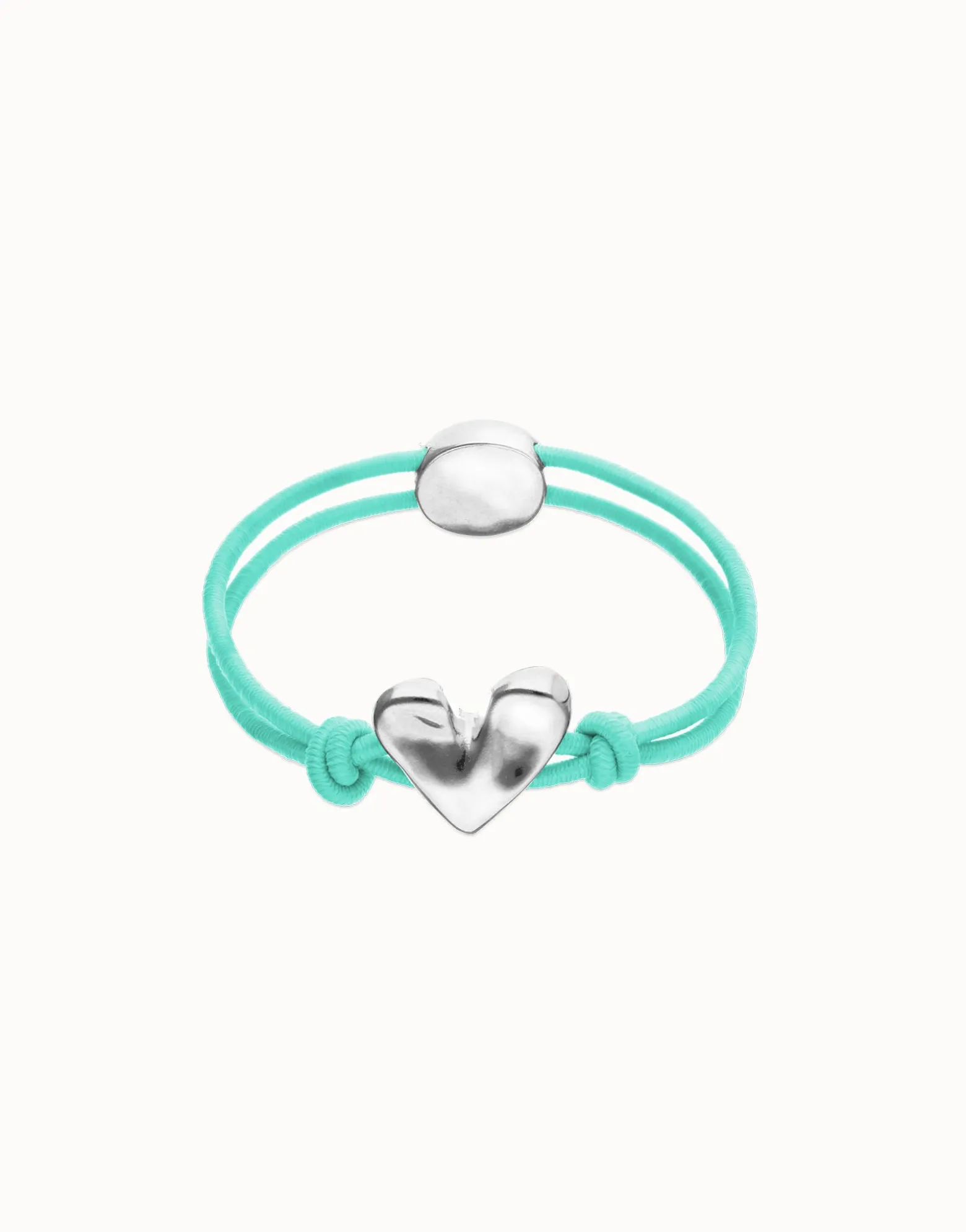 Turquoise elastic thread bracelet with heart charm